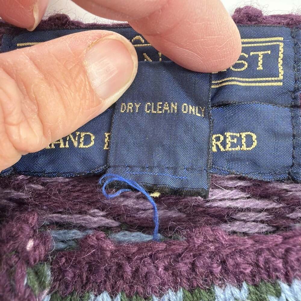 Herman Geist Purple Hand Embroidered Floral Cardigan Sweater Womens L Wool Blend - Picture 10 of 13